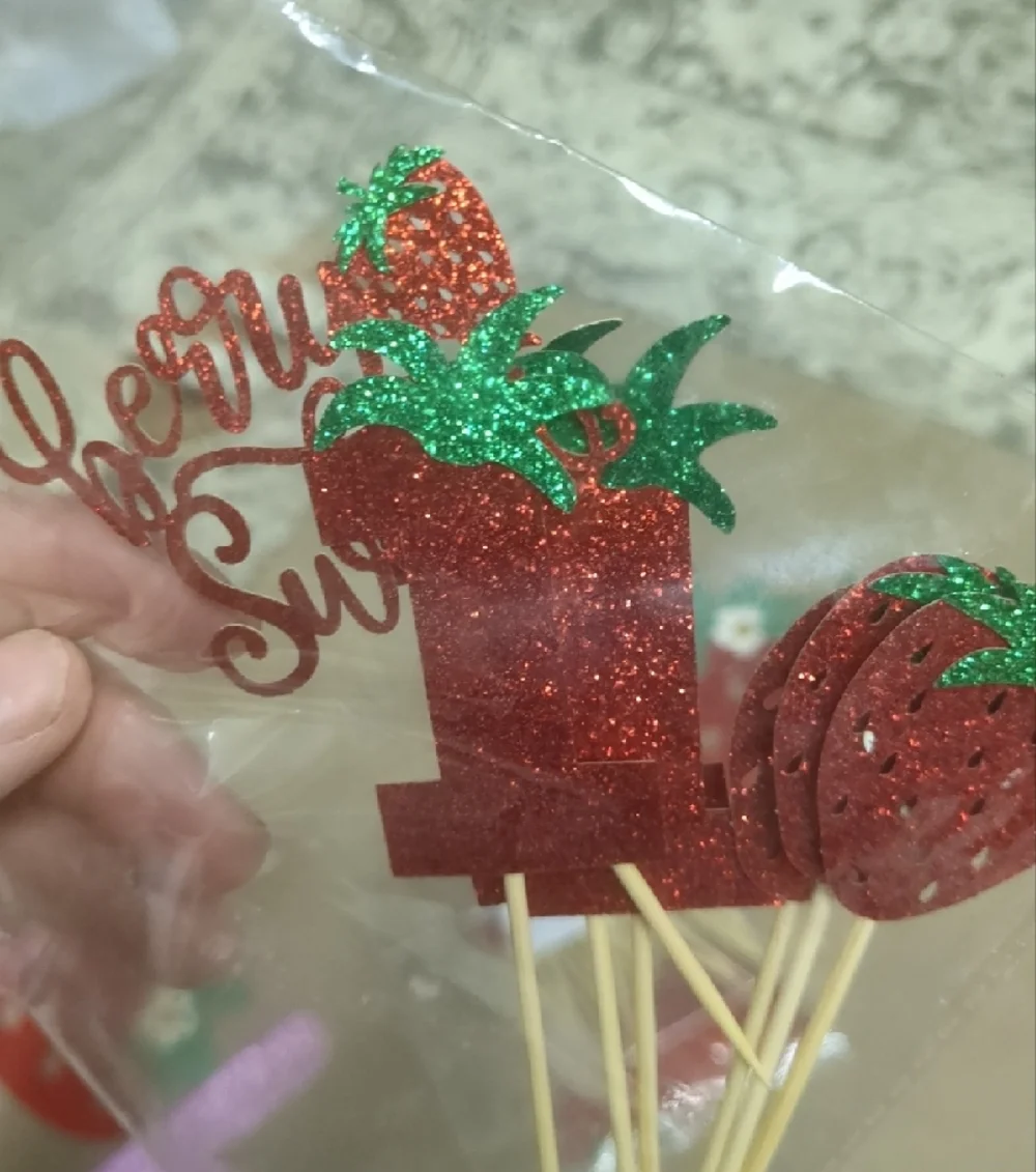 Strawberry Birthday Multipak,Banner, Cake Topper & Cupcake Toppers - & More